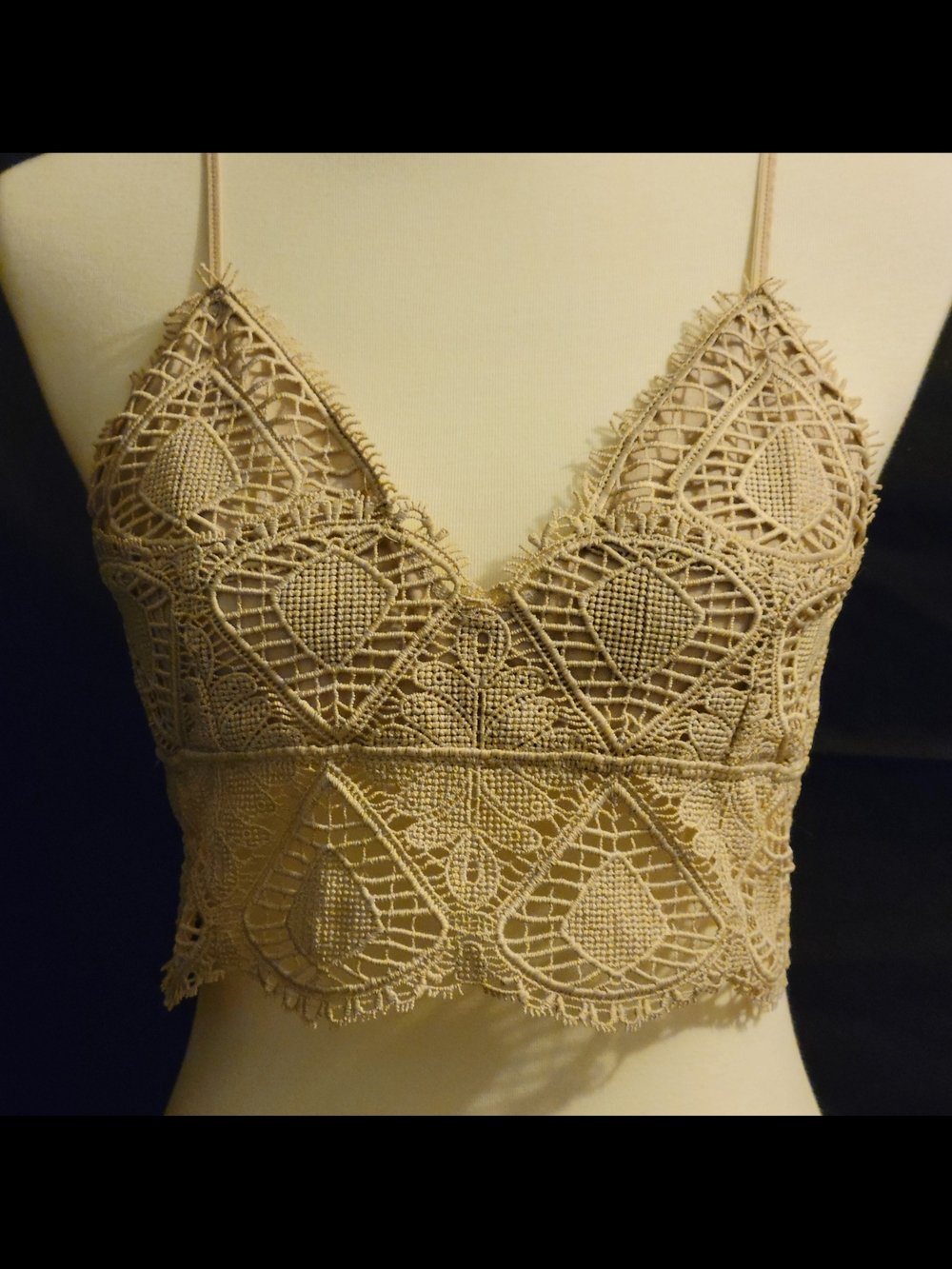 Anemone Beige Crochet Lace Crop Top
